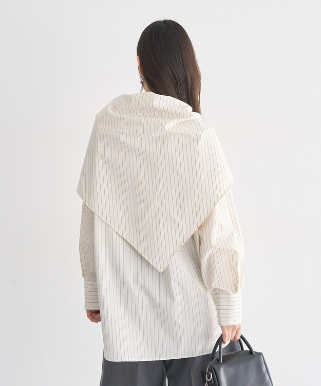 earth music&ecology 【SET ITEM】スカーフ付きスキッパーシャツ Stripe