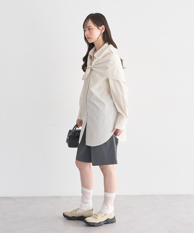 earth music&ecology 【SET ITEM】スカーフ付きスキッパーシャツ Stripe