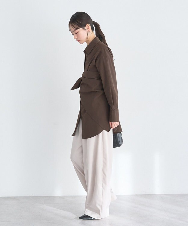 earth music&ecology 【SET ITEM】スカーフ付きスキッパーシャツ Brown