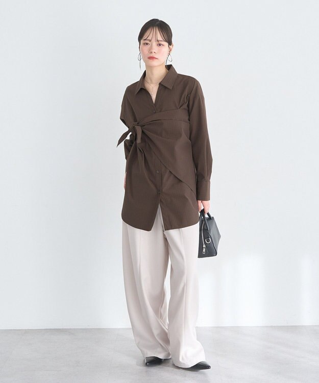 earth music&ecology 【SET ITEM】スカーフ付きスキッパーシャツ Brown