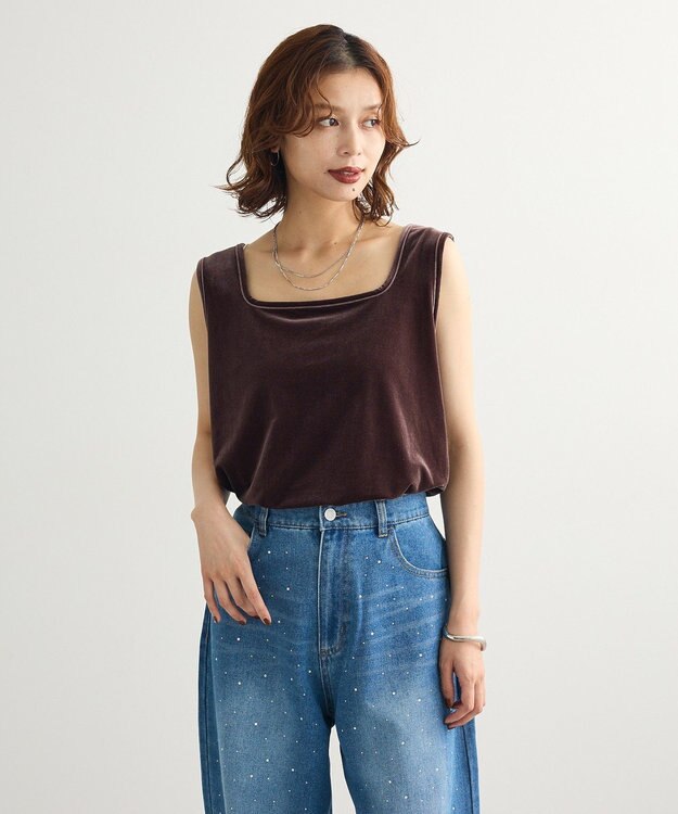 Green Parks ２Ｗａｙベロアタンクトップ Brown