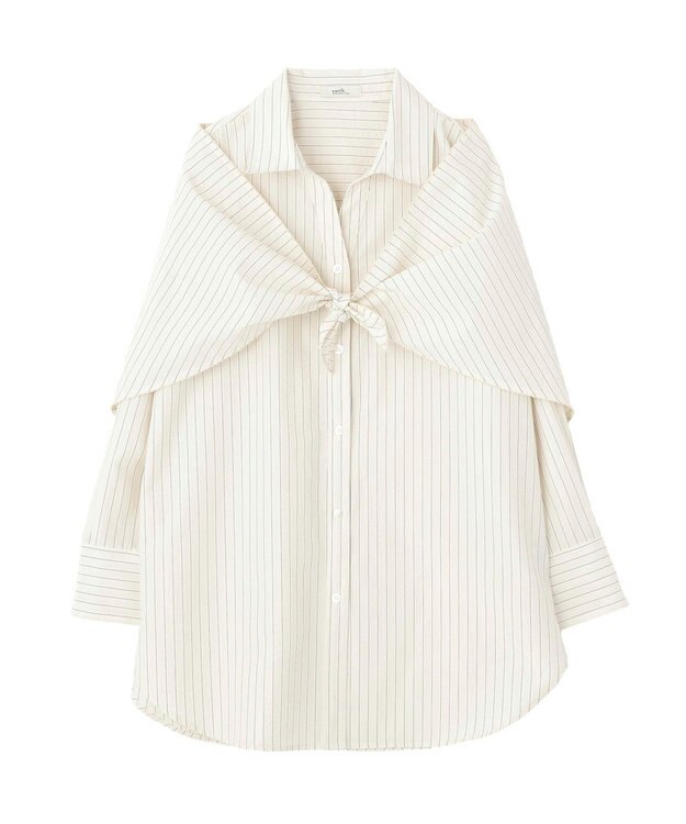 earth music&ecology 【SET ITEM】スカーフ付きスキッパーシャツ Stripe