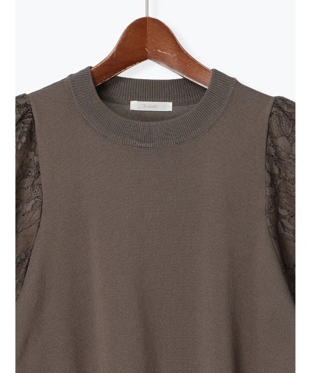Te chichi レースバルーンスリーブニット ブラウン