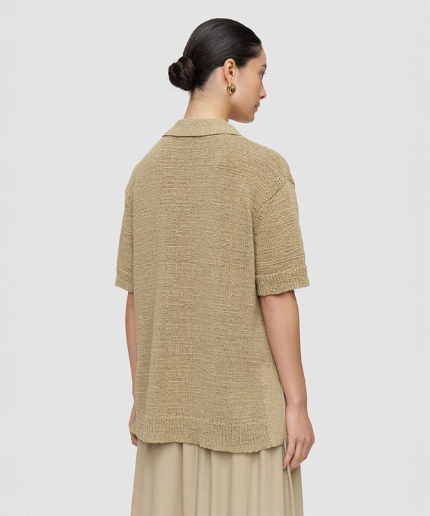 JOSEPH オープンコットンニット　ポロトップ Cactus