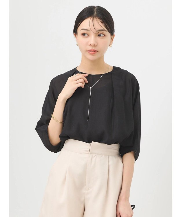 earth music&ecology バルーンスリーブブラウス Black