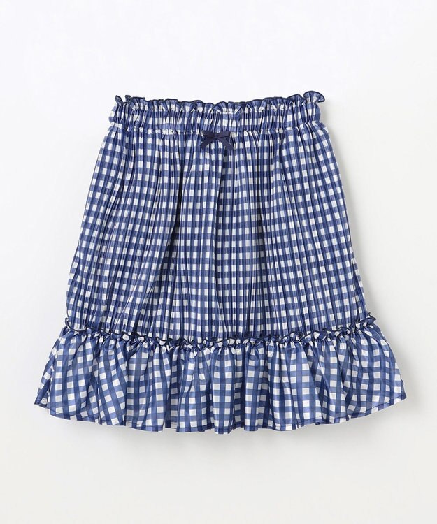 組曲 KIDS 【110-140㎝】ギンガムチェックプリーツ スカート ネイビー系