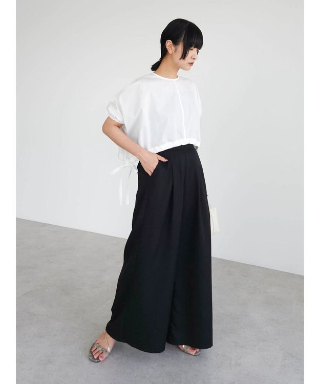 Green Parks ・ＥＬＥＮＣＡＲＥ　ＤＵＥ　リネンライクワイドパンツ Black