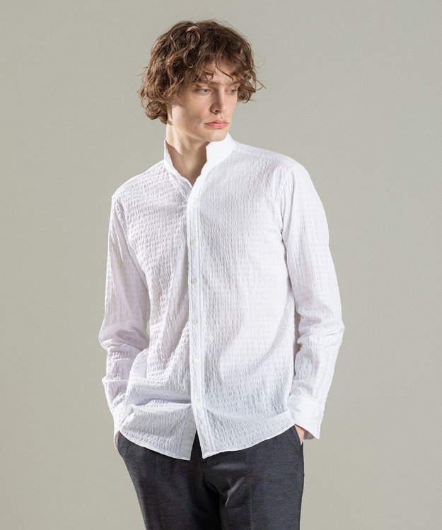 JOSEPH HOMME トリックジャガードストレッチ　ウイングカラーシャツ ホワイト系