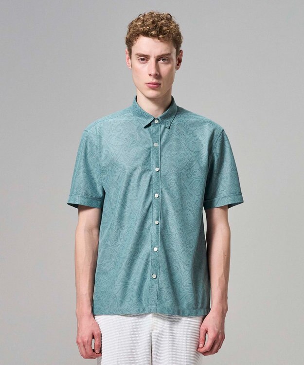 JOSEPH HOMME 【新柄】ヨシタレース　レギュラーカラー半袖シャツ スモーキーグリーン系