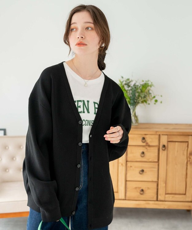 WEGO スポンジカーディガン ブラック
