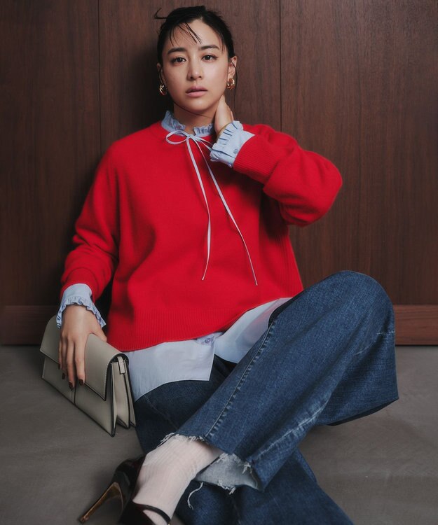 UNFILO L 【野呂佳代さん着用】UNFILO DENIM バレルレッグデニム ミッドブルー