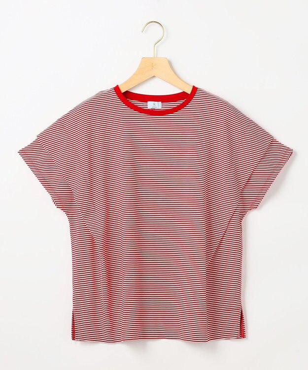 組曲 S GIZAコットンドルマンスリーブ Tシャツ オフ×チェリー系2