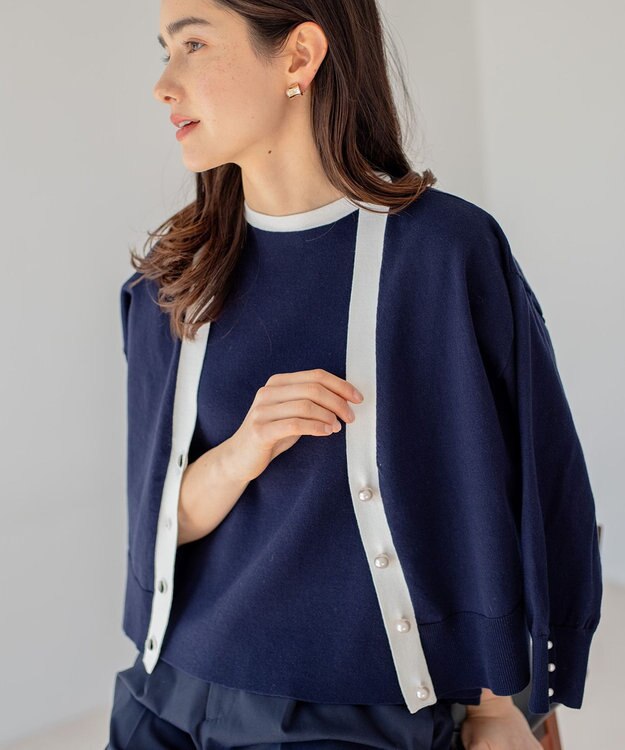 組曲 S 【アンサンブル対応可】CHAIニット バイカラーカーディガン ネイビー系