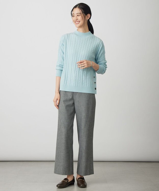 J.PRESS LADIES L WOOL BLEND AIR ハイネック ニット ミント系