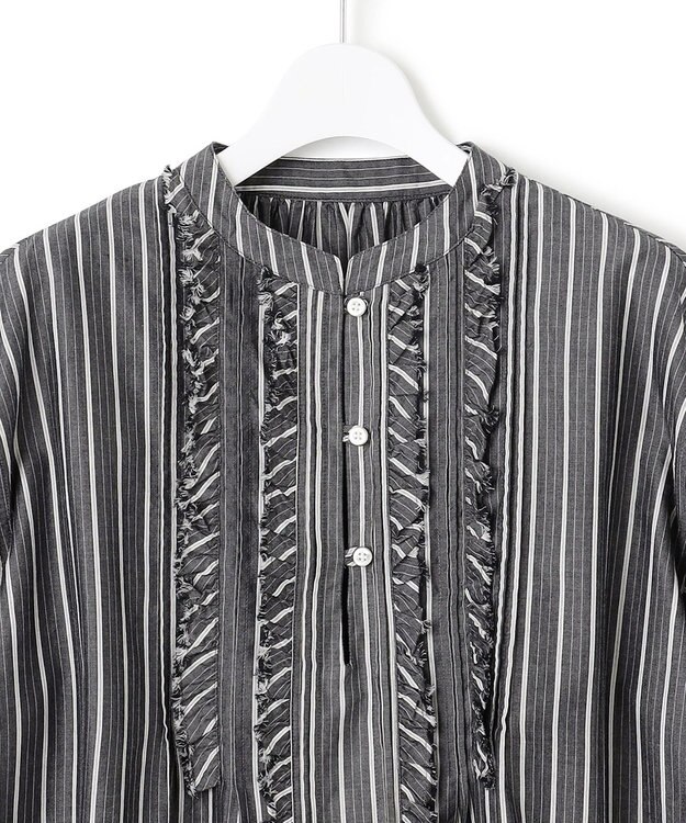 J.PRESS YORK STREET 【WOMEN】タイプライターフリンジ ブラウス ブラック系1