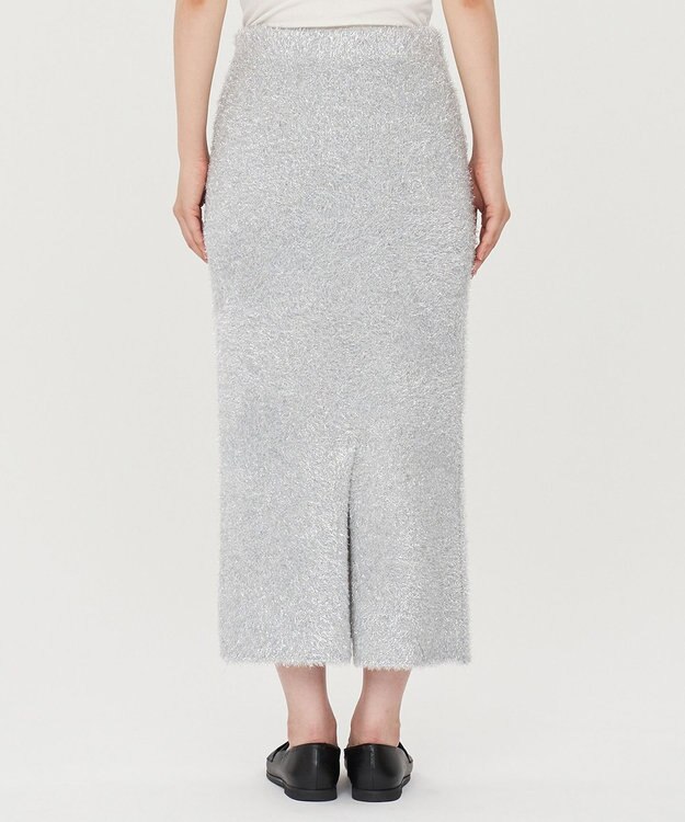 uncrave ラメ シャギー ニット スカート（uncrave STANDARD） シルバー×ライトグレー