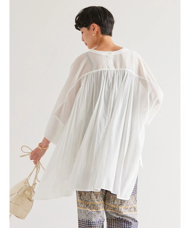 AMERICAN HOLIC バックギャザーＶネックシアーシャツ Off White