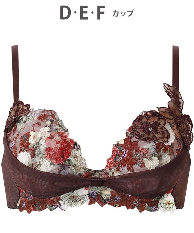 WACOAL ブラジャー 【リボンブラ 胸もとフィットながもち】 きれいな谷間をメイク 動いても谷間をキープ Gカップまで対応 大きいサイズ レディース BXB490 /ワコール ブラウン