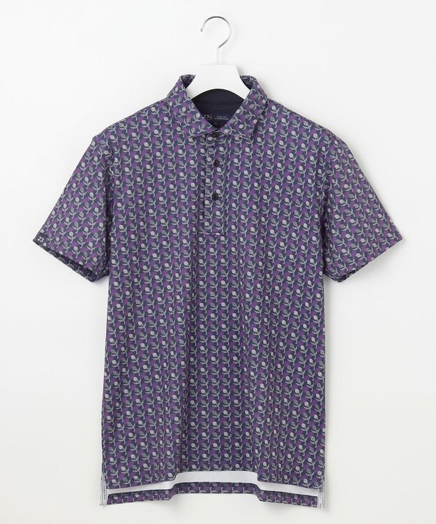 23区GOLF 【MEN】【吸水速乾/UVカット】アザミ小紋柄半袖ポロシャツ パープル系5