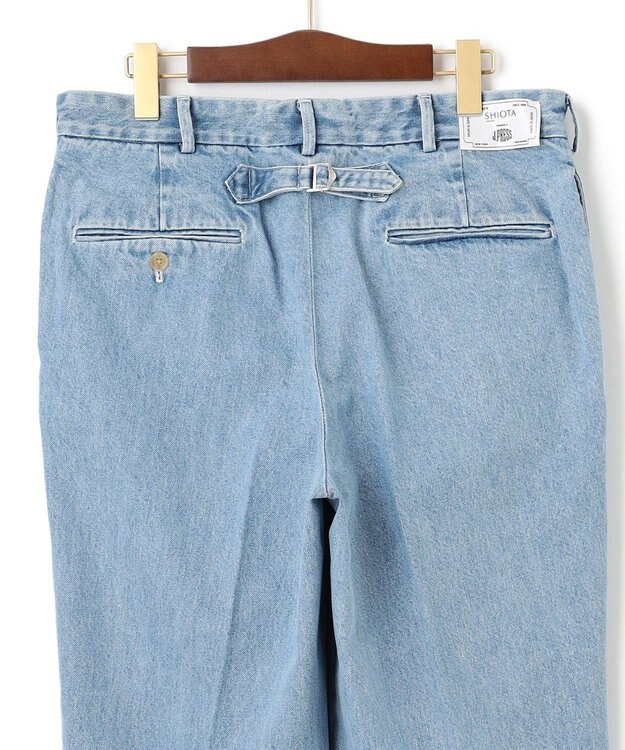 J.PRESS MEN 【J.PRESS ORIGINALS】SHIOTA DENIM PIPED STEM 1TUCK / JAPAN MADE サックスブルー系