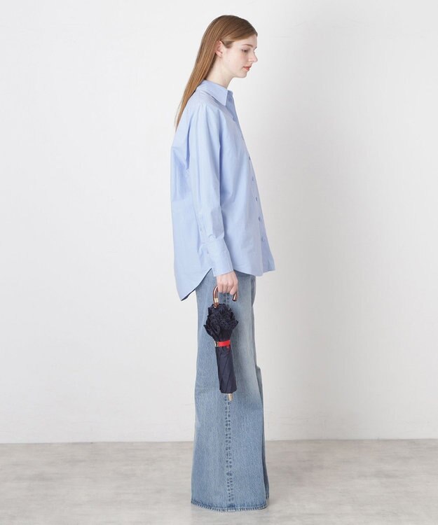 MOONBAT 【遮光/晴雨兼用日傘】POLO RALPH LAUREN(ポロ ラルフローレン) エンブフリル 折りたたみ傘 楽折 遮熱 UV ディープブルー（EC限定色）