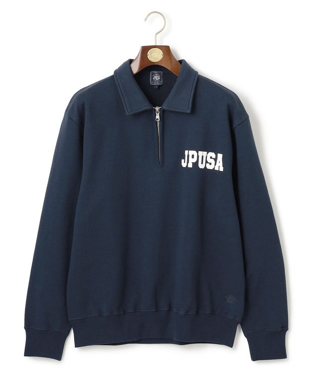J.PRESS MEN 【J.PRESS ORIGINALS】Supima Recycle French Terry Logo Sweat Zip-Shirts ネイビー系