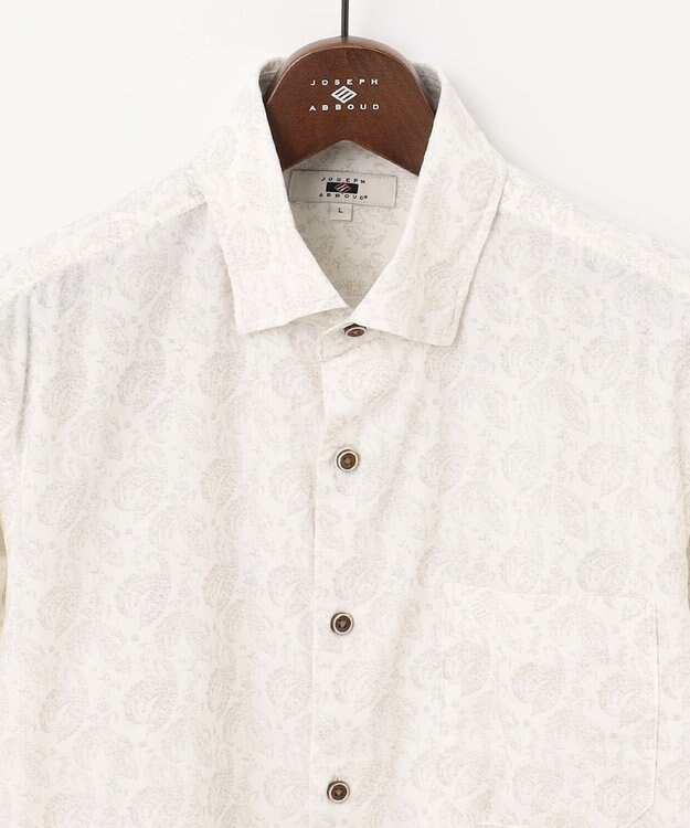 JOSEPH ABBOUD 【ソフトな着心地】ペイズリー柄 コーデュロイシャツ ホワイト系6