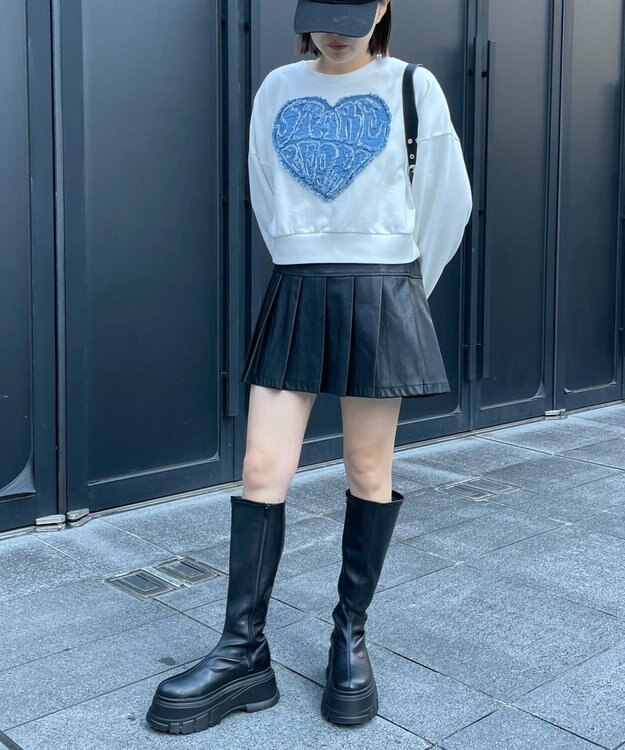 WEGO デニムワッペンプルオーバー ホワイト