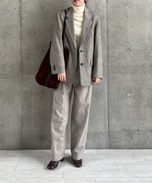 #Newans 【LEE掲載アイテム】オーバーサイズテーラードジャケット ベージュチェック