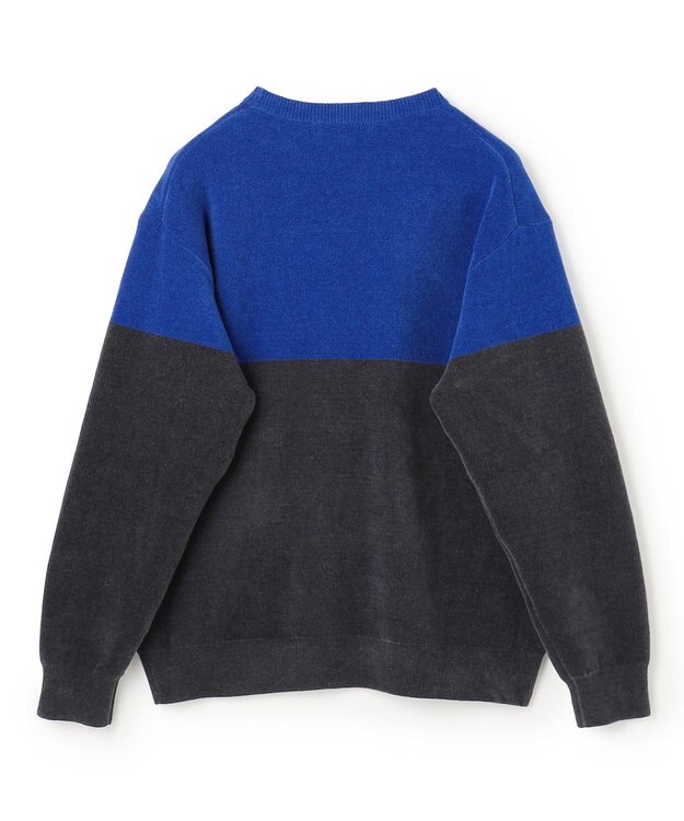 UNFILO MENS ライトモール ニット チャコールグレー×ロイヤルブルー