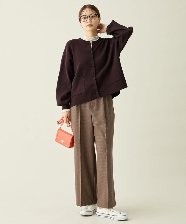 ANY スウェットライクニットカーディガン ブラウン