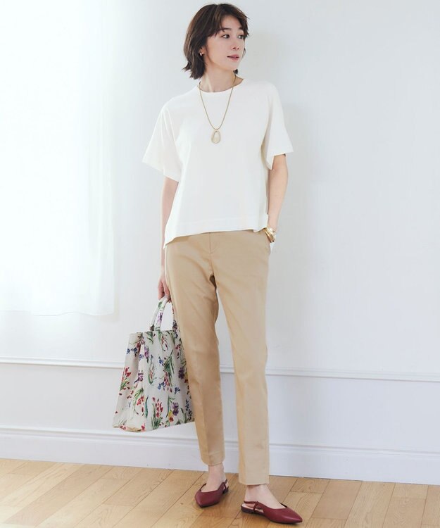 自由区 【接触冷感・UVカット・洗える】クレープストレッチAライン ニット オフ