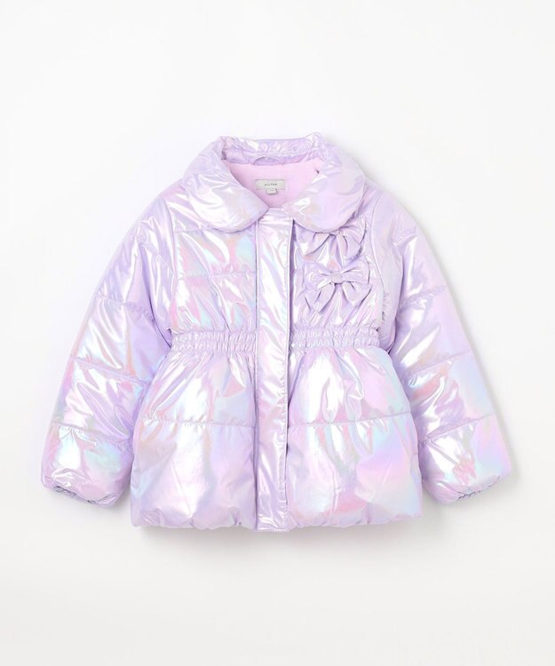 ANY KIDS パール調×フリースボア中綿コート ラベンダーオーロラ