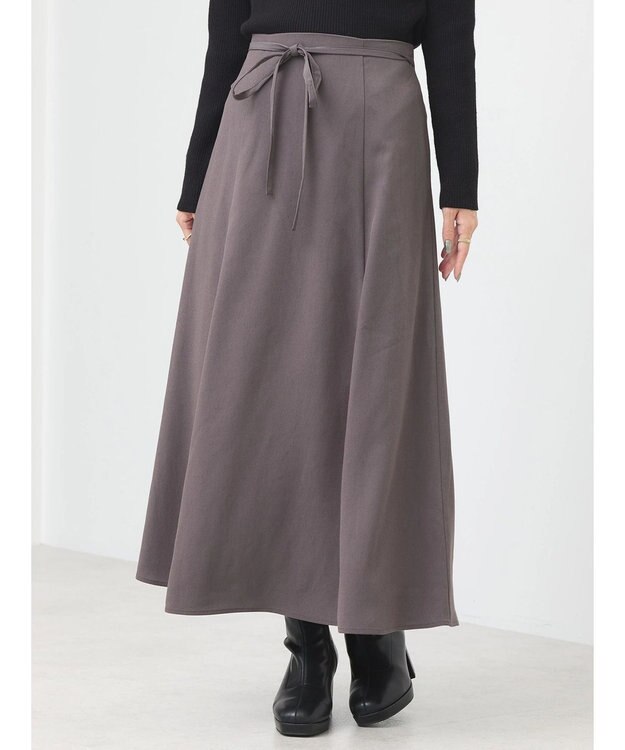 earth music&ecology リボンフレアスカート Charcoal Gray