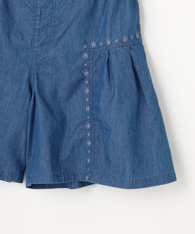 組曲 KIDS 【150-160㎝】 ブルーフラワーデニムキュロット ネイビー