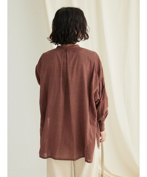 CRAFT STANDARD BOUTIQUE シアーボイルピグメント染めバンドカラーシャツ Brown