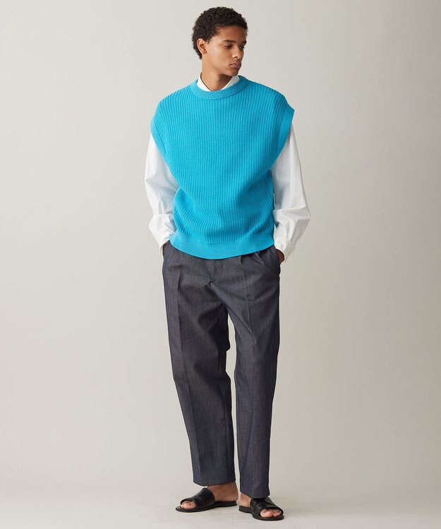 UNFILO MENS メッシュ ニットベスト [24年春夏商品] ターコイズ