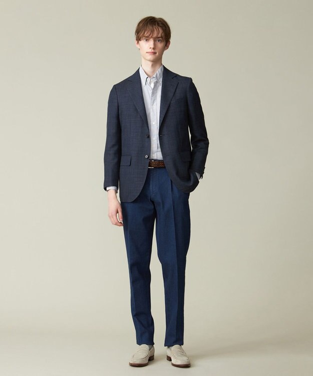 J.PRESS MEN ポプリンマルチストライプ ボタンダウンシャツ ネイビー系1