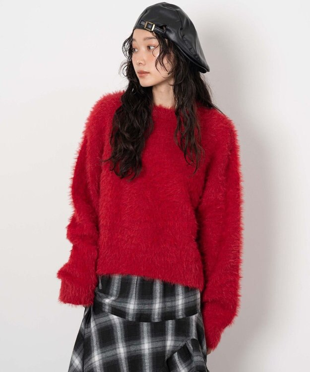 WEGO シャギーニットプルオーバー レッド