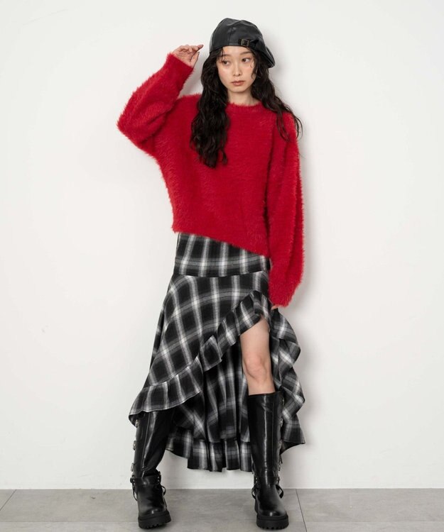 WEGO シャギーニットプルオーバー レッド