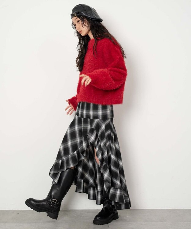 WEGO シャギーニットプルオーバー レッド