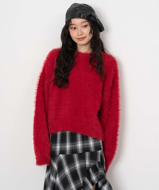 WEGO シャギーニットプルオーバー レッド