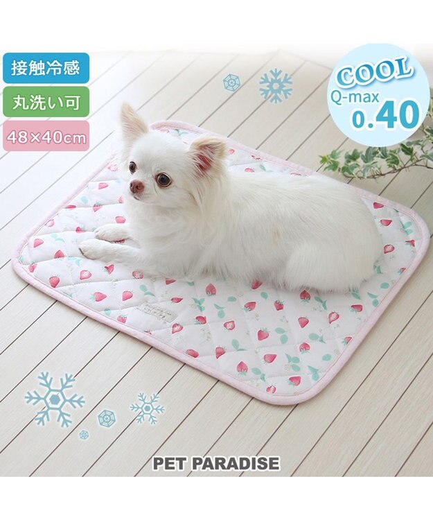 PET PARADISE ペットパラダイス クールマット 《いちご＆お花柄》 48×40㎝ いちご＆お花柄