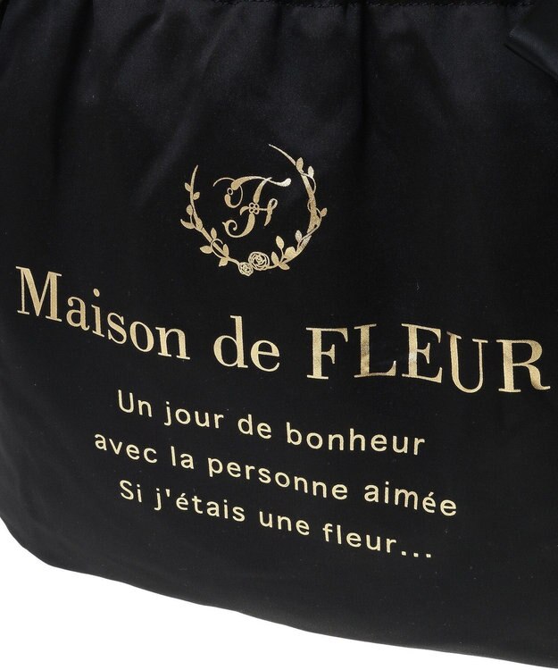 Maison de FLEUR ダブルリボンギャザートートバッグ Black