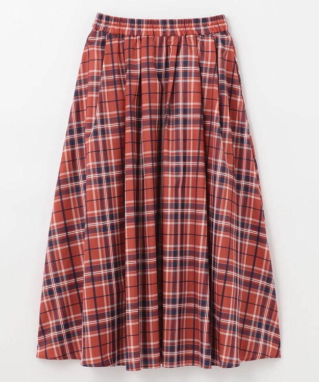 ANY 【ウエストゴム】イージーケアチェック スカート オレンジチェック