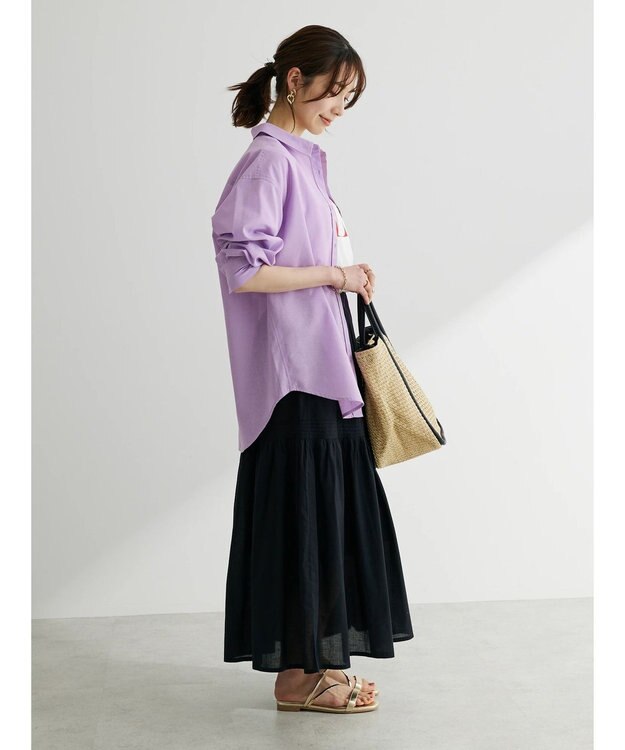 Green Parks 綿麻混レギュラーシャツ Purple