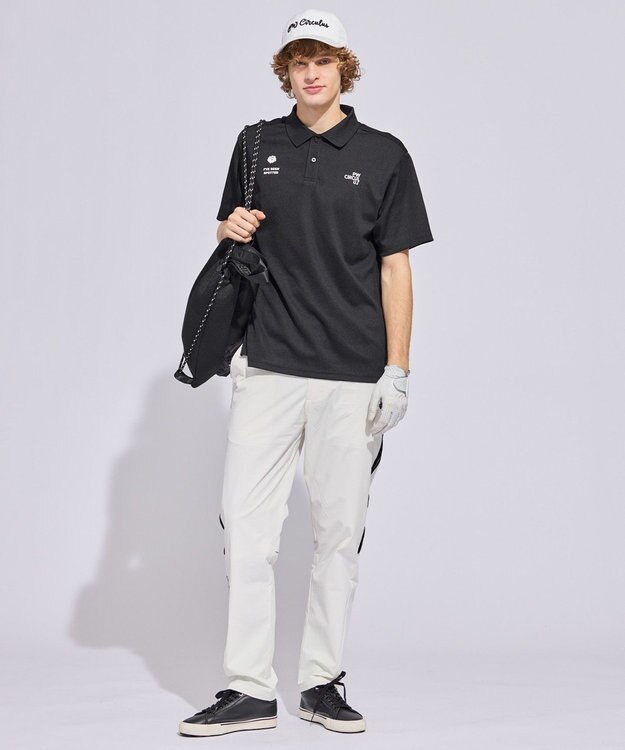 PW CIRCULUS 【MEN】ミニワッフル鹿の子ポロ ゴルフ ブラック系