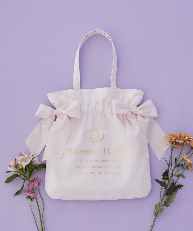 Maison de FLEUR ダブルリボンギャザートートバッグ Pink