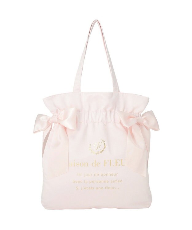 Maison de FLEUR ダブルリボンギャザートートバッグ Pink
