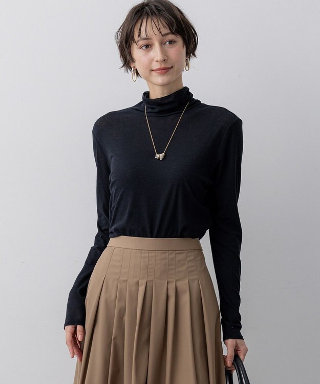 23区 【先行予約】シアーフライス レイヤード タートル カットソー ブラック系